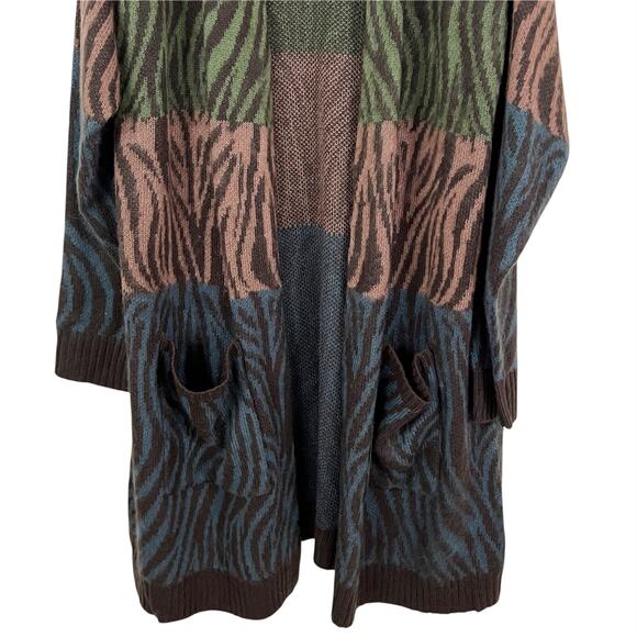 NWT Jessica Simpson Color Block Zebra Animal Print Cardigan Sweater Size Large - Picture 4 of 8